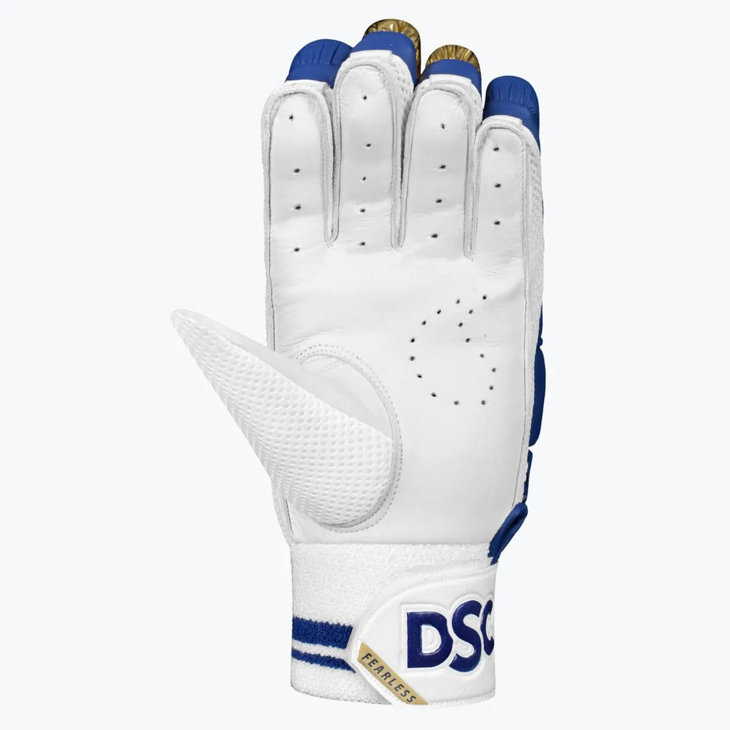 DSC Strike 20/20 Blue batting gloves side and thumb detail