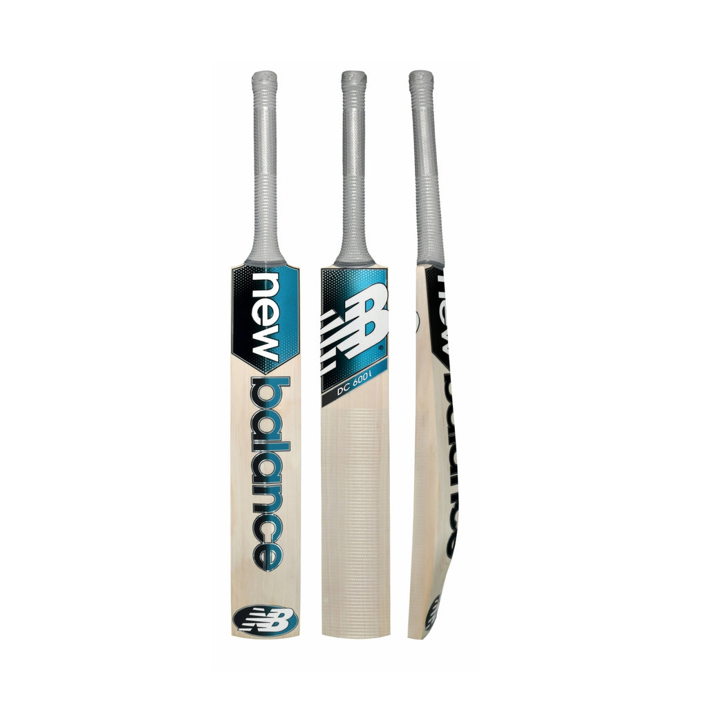 New Balance DC 600i English willow cricket bat, Short Handle, front, back and side views