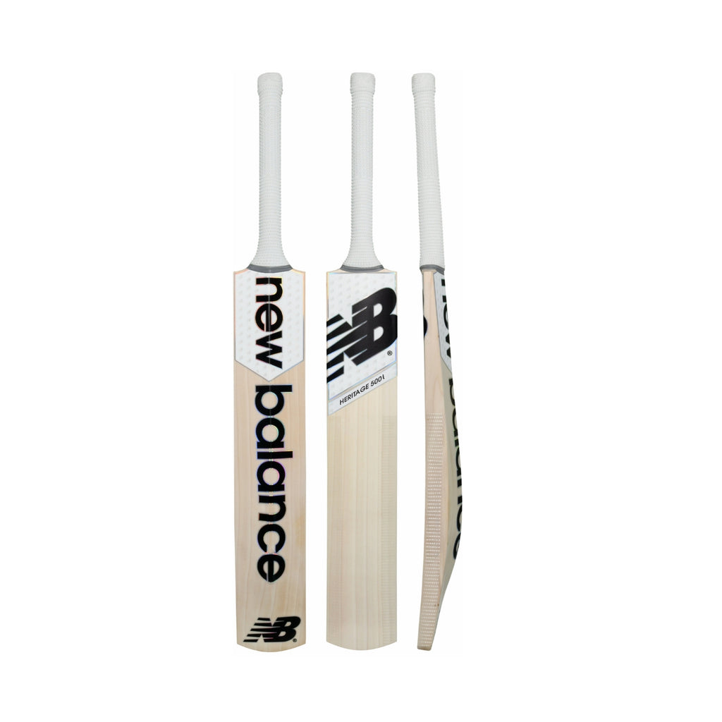 New Balance Heritage 500i English willow cricket bat, Short Handle, front, back and side views