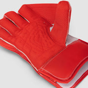 SG KLR 1 Blue/Red wicketkeeping gloves, grip detail