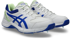 ASICS GEL-100 Not Out Cricket Spikes - White/Neon Blue