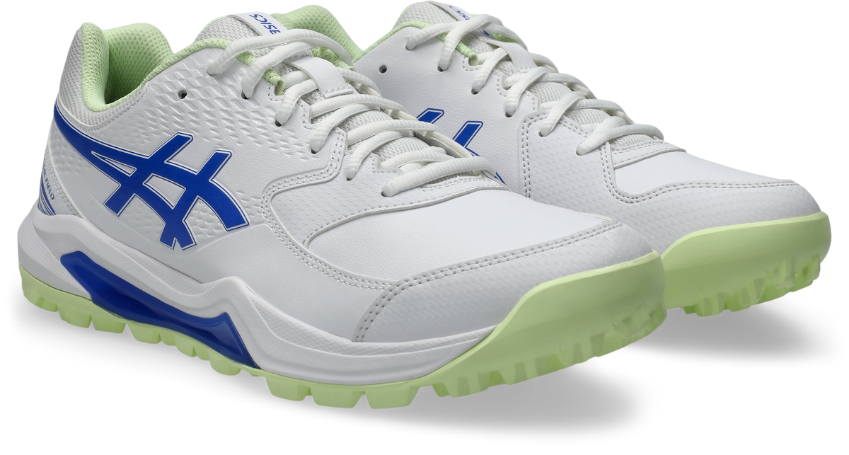 ASICS GEL-Lethal Field 2 Cricket Shoe - White/Neon Blue front view