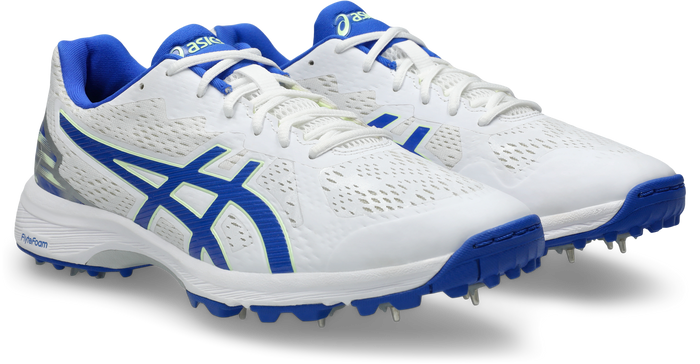 ASICS Quick Single FF Cricket Spikes - White/Neon Blue