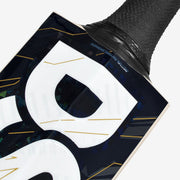 DSC Blak 111 cricket bat shoulder and handle close-up showing the black textured grip
