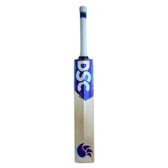 DSC BLU 300 English willow cricket bat, back and spine with blue DSC stickers