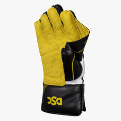 DSC Condor Ruffle adult wicketkeeping glove cupped yellow catching palm and black wrist cuff