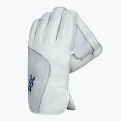 DSC Intense Pro adult wicketkeeping glove showing white leather back and cuff