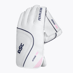 DSC Intense Speed adult wicketkeeping glove white back and cuff with pink and navy detailing