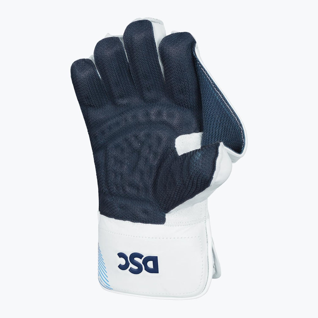DSC Intense Speed adult wicketkeeping glove cupped catching palm and white wrist cuff
