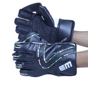 EM MSD Player Edition Adult wicketkeeping gloves, navy and green, pair