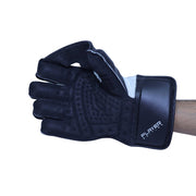 EM MSD Player Edition Adult wicketkeeping gloves, leather detail