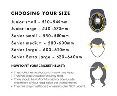 Masuri T-Line Plus senior cricket helmet size guide Small Medium Large