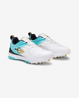 one8 Cover Drive 18 X cricket shoes in Jersey White, Sonic Blue and Trophy Gold, pair view