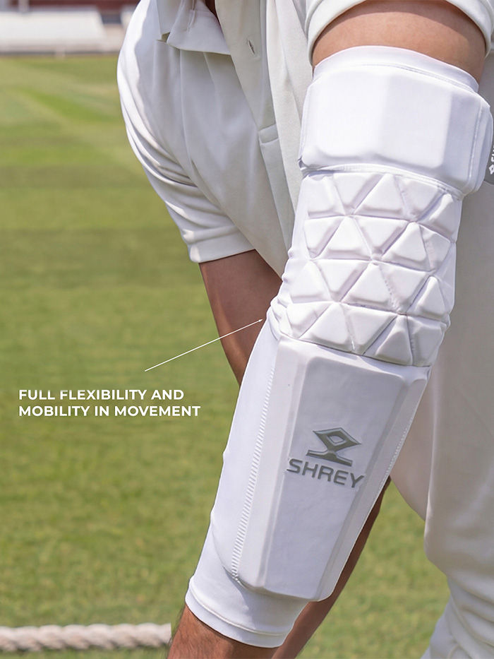 Official Shrey Legacy white cricket arm guard, third product view