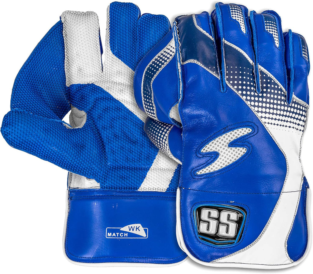SS Match Cricket Wicket Keeping Gloves Adult Blue White