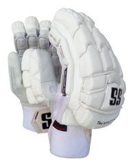 SS Millennium Pro White Cricket Batting Gloves Adult - White Split Finger Design