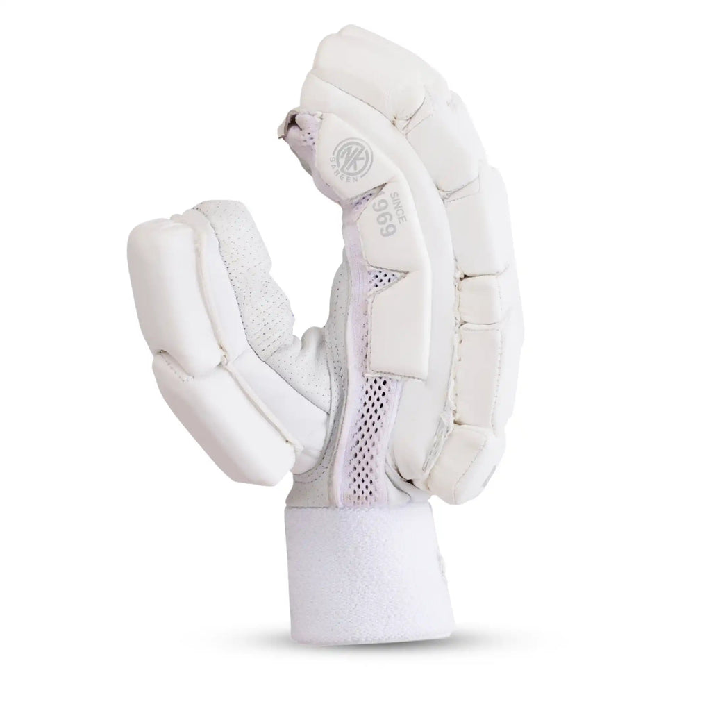 SS Ton Player Edition White Cricket Batting Gloves Adult palm and protection detail