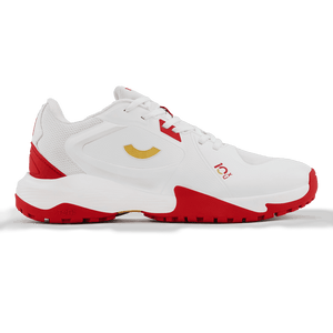 Tenxu All Rounder Cricket Rubber Shoes - Bright White/Racing Red