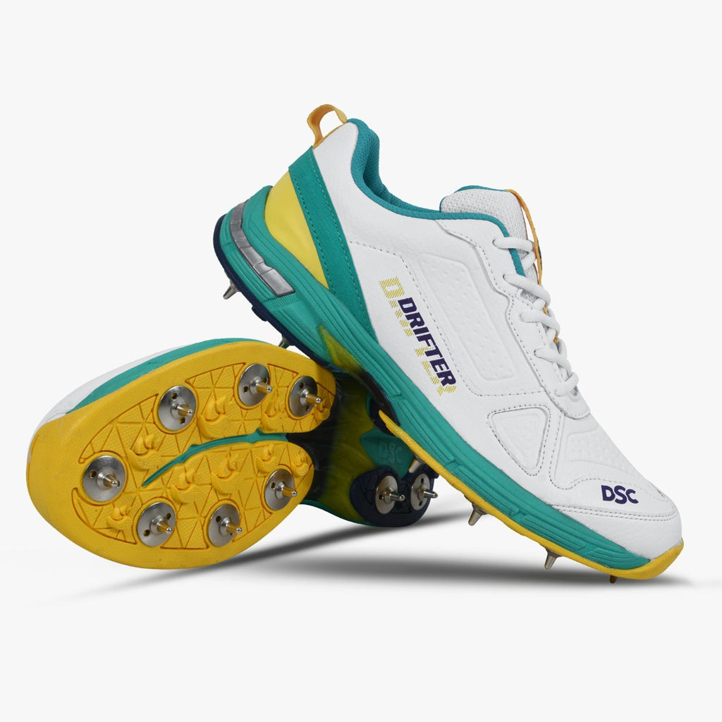DSC Drifter SGYL Cricket Spikes Shoes Sea Green Yellow