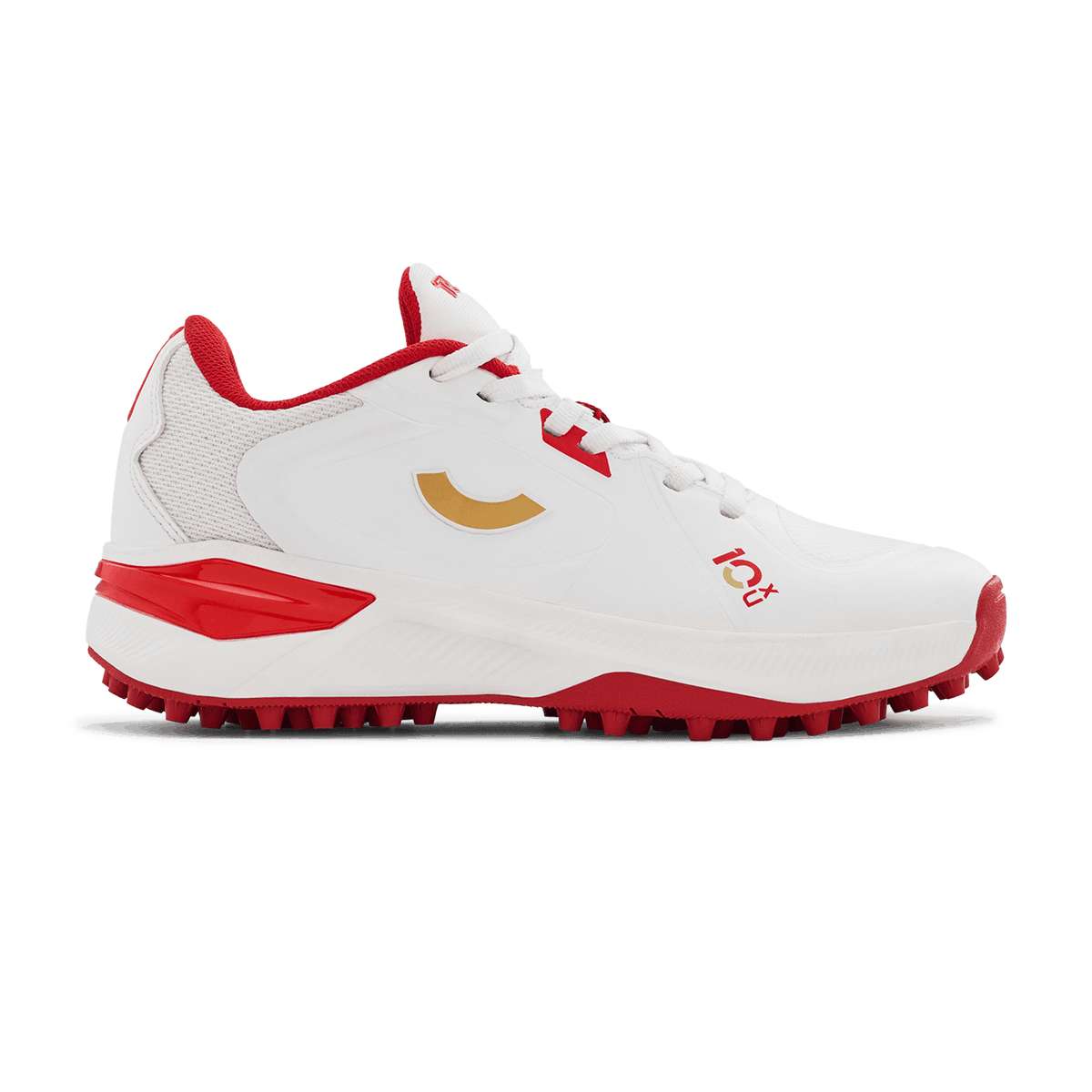 Tenxu Youngstar Kids Cricket Shoes - Bright White/Racing Red view 1