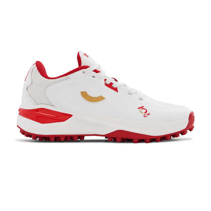 Tenxu Youngstar Kids Cricket Shoes - Bright White/Racing Red