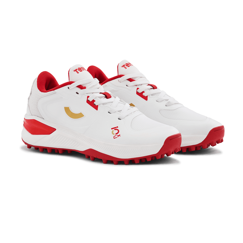 Tenxu Youngstar Kids Cricket Shoes - Bright White/Racing Red view 4