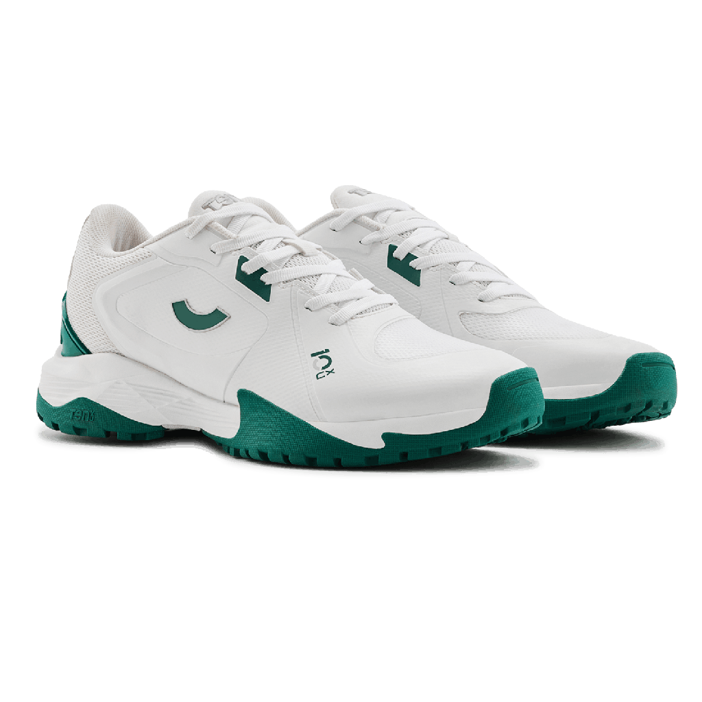 Tenxu All Rounder Cricket Rubber Shoes Bright White Green view 2