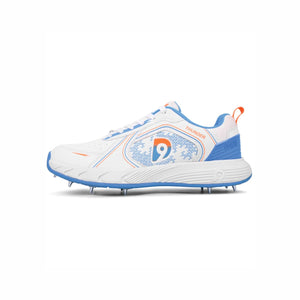 Dnine Thunder 1 Cricket Spikes Shoes - White/Orange/Blue
